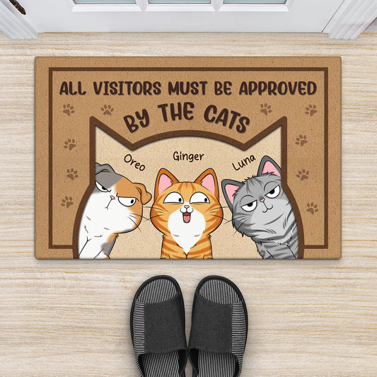 5931DUS2 all visitors must be approved by the cat door mat custom cat lover gifts 5931D6TAD