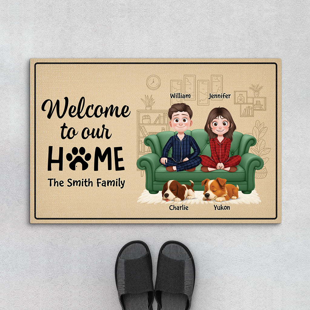 5933DUS1 welcome to our home doormat custom gifts for couples with dogs 5933D6HNC