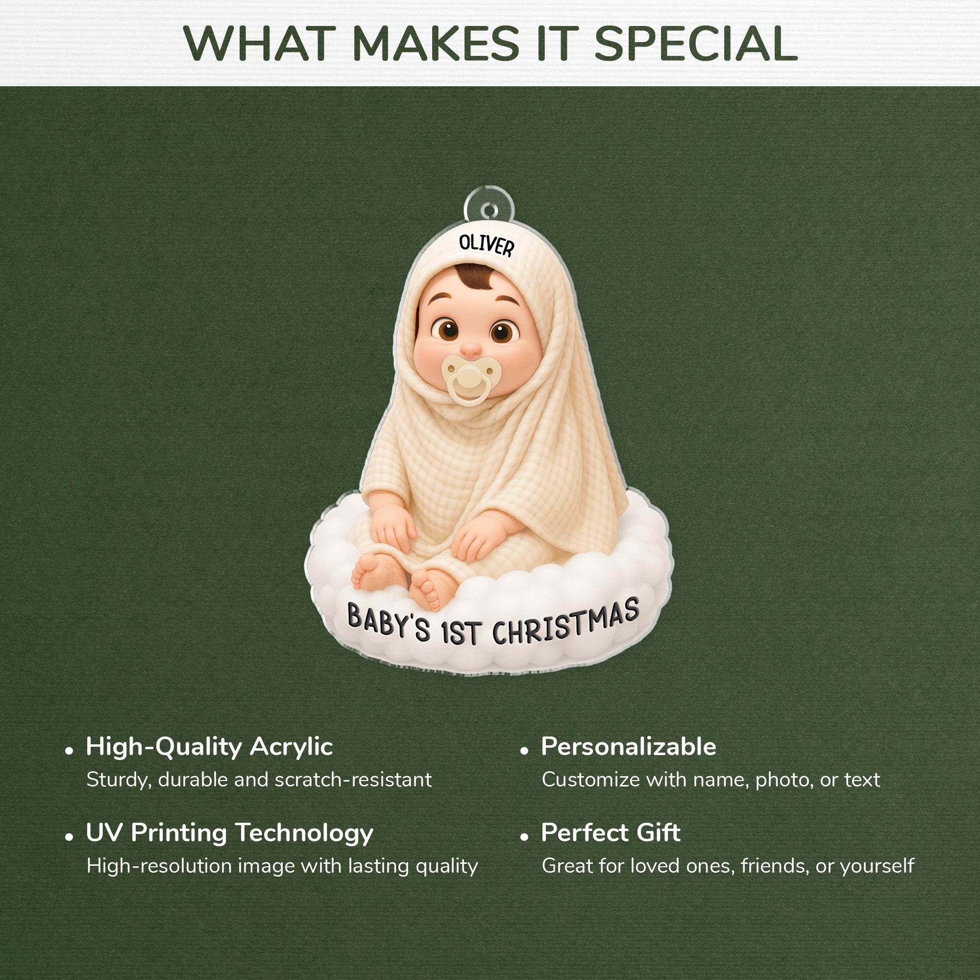 5940OUK4 3d printing effect acrylic christmas ornaments for newborns babys 1st christmas gifts 5940OKZCK