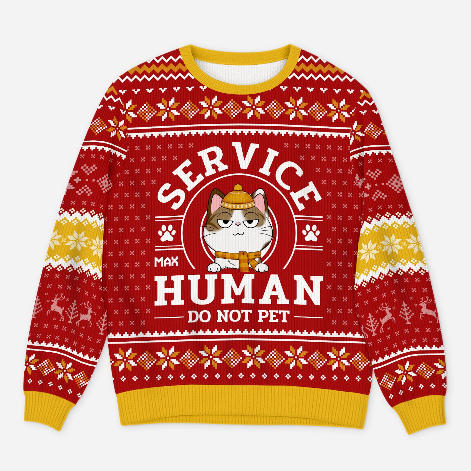 5943WUS1 personalized cat ugly christmas sweater service human do not pet_ 5943WKKND