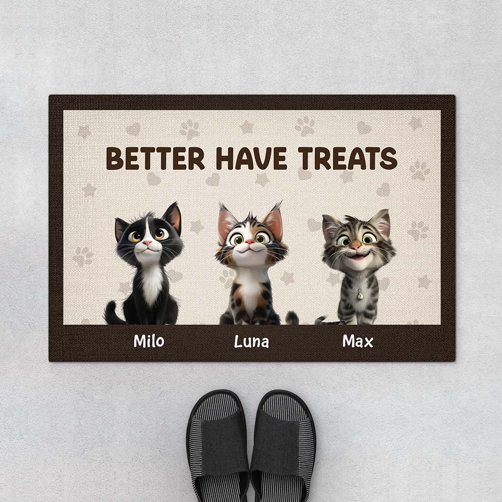 5944DUS1 personalized gifts for cat lovers better have cat treats doormat 5944DKQTD