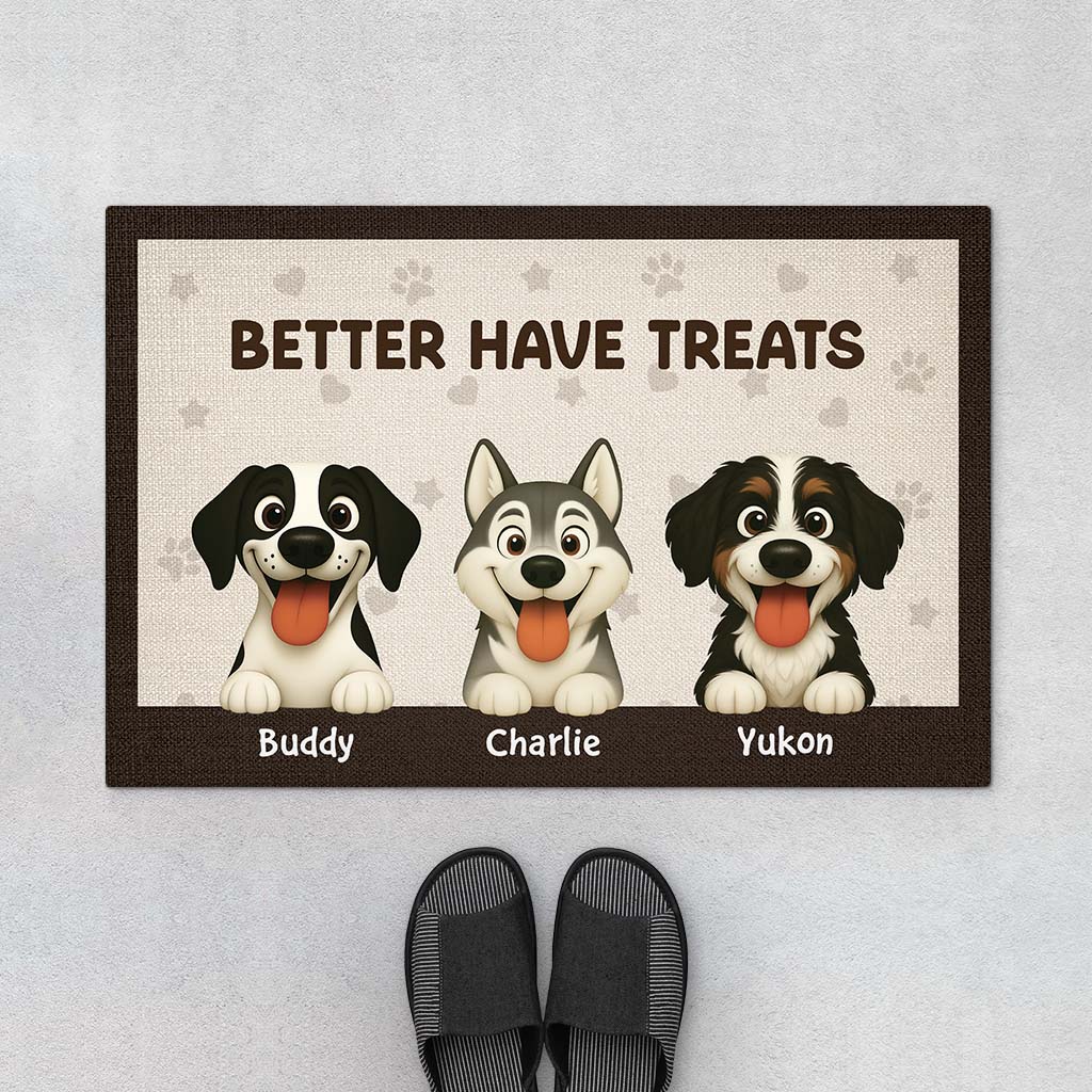 5944DUS1 personalized gifts for dog lovers better have dog treats doormat 5944DKQTC