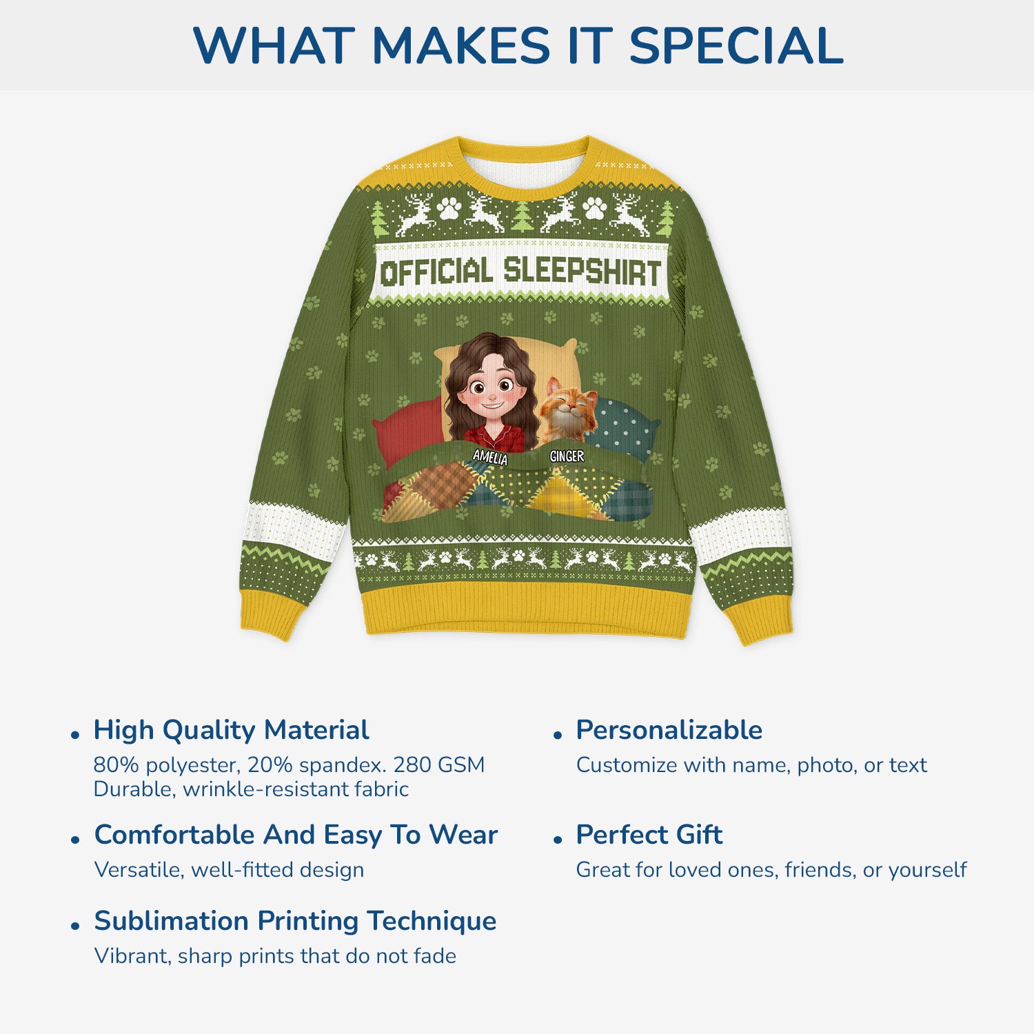 5947WUS5 custom cat ugly christmas sweater official sleepshirt for cat lovers 5947WKLND