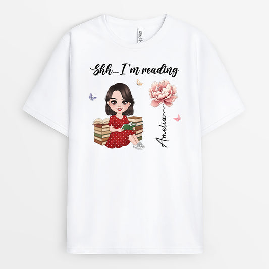 5952AUS1 personalized gifts for book lovers women shhh im reading shirt 5952ABLCA