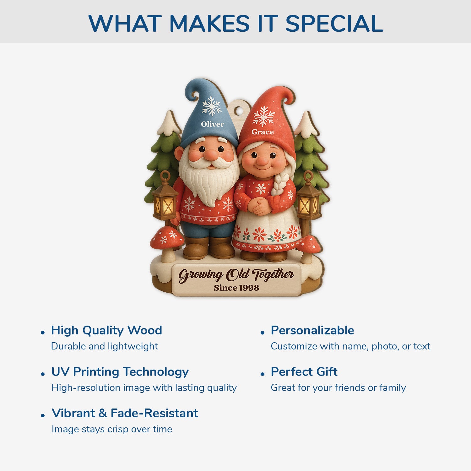 5953OUS4 3d printing effect 1 layered wooden gnome couple ornament custom christmas gifts 5953OKM5G