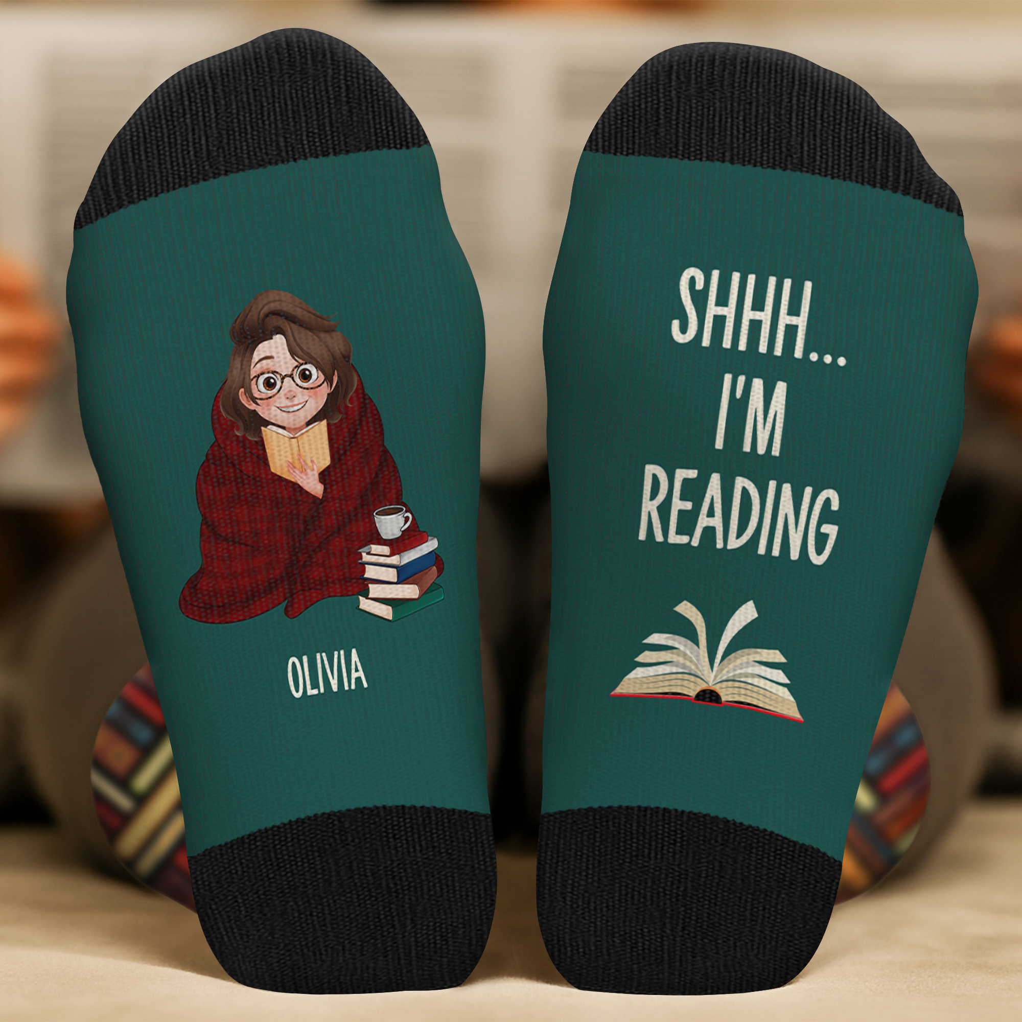 5959JUS2 shhh im reading socks custom gifts for a book lover 5959J8TNB