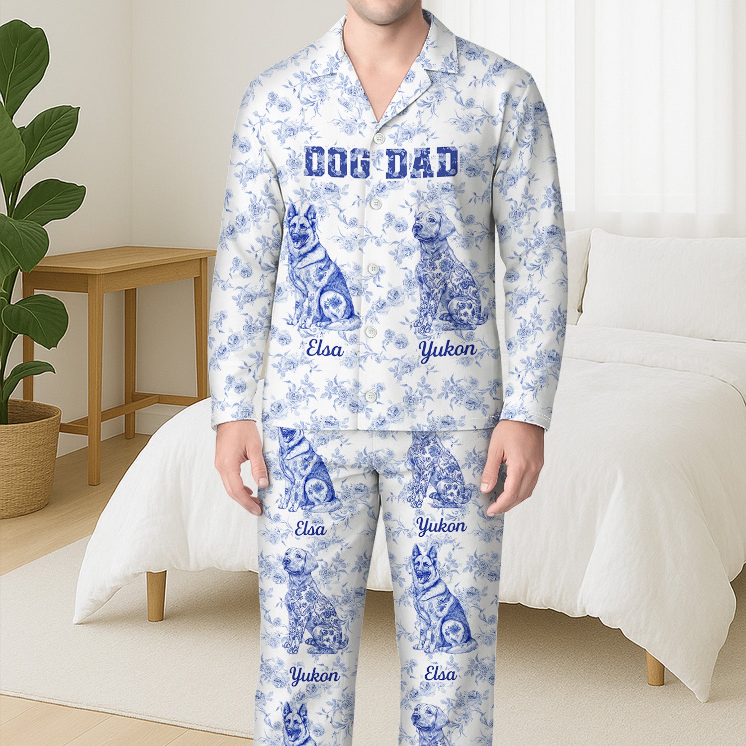 5970VUS3 blue toile dog pajamas personalized gifts for dog lovers 5970VKMTC