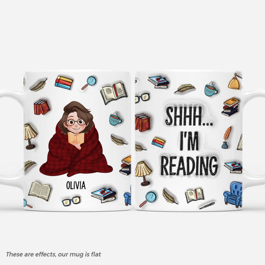 5977MUS1 3d printing effect shhh im reading mug custom book lover gifts 5977M8MAA