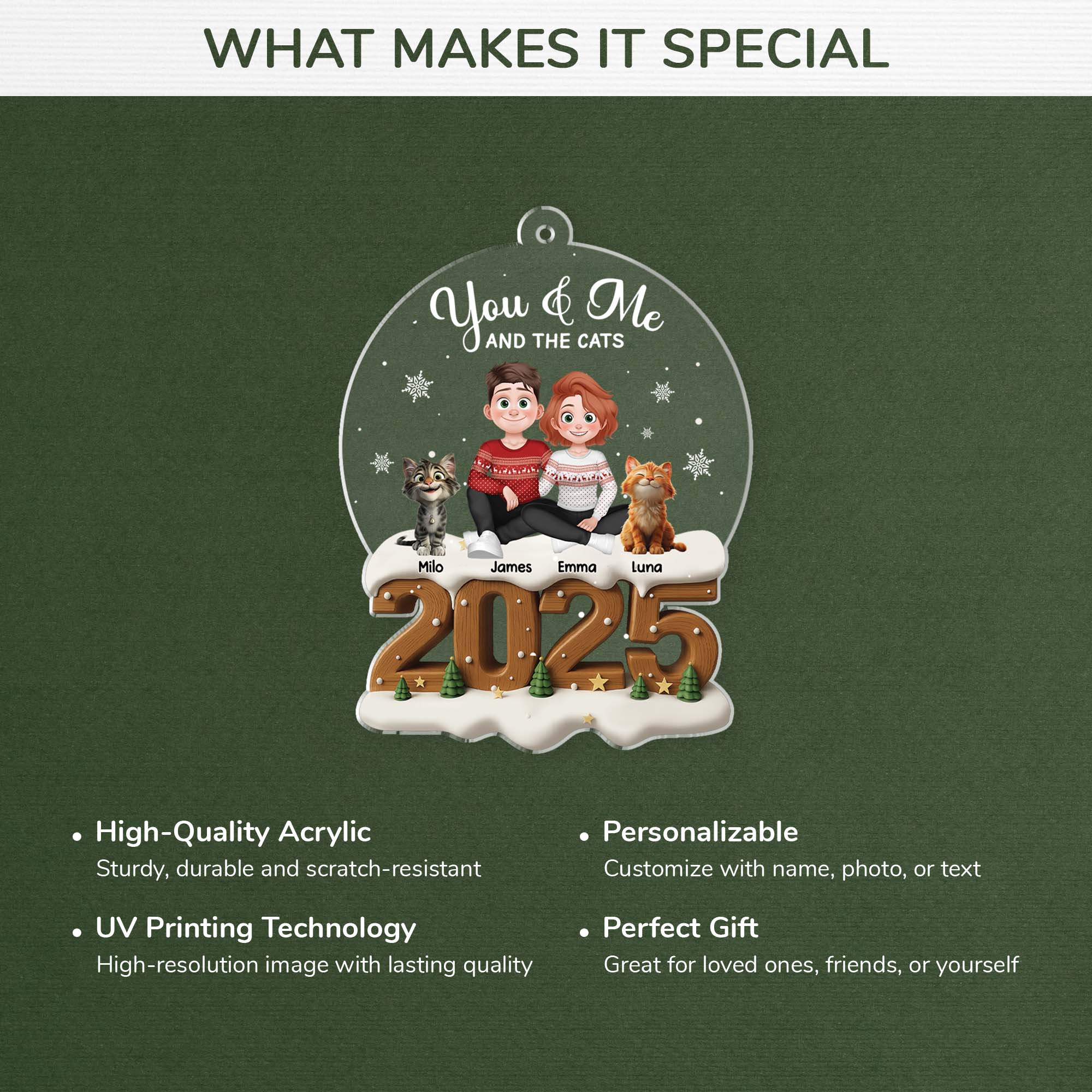 5979OUS4 3d printing effect acrylic couple with cat ornament custom xmas gifts 5979O8MTD