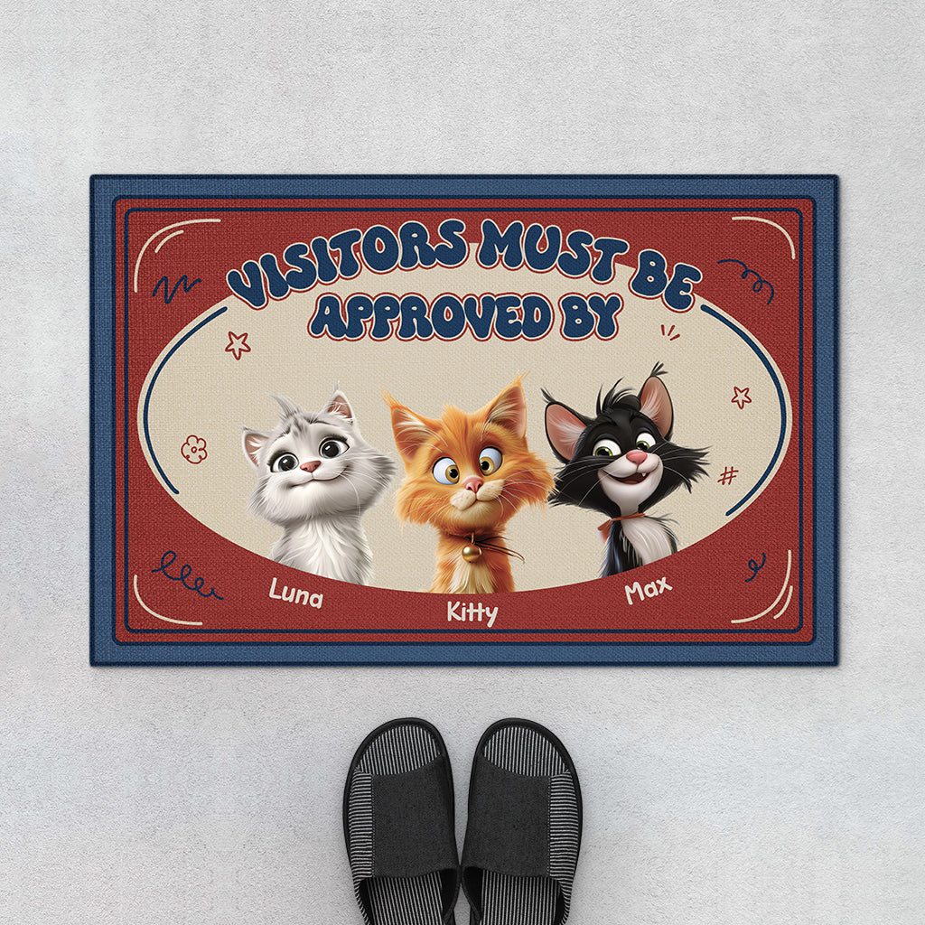 5981DUS1 visitors must be approved by cat doormat custom cat lover gifts 5981D8TZD