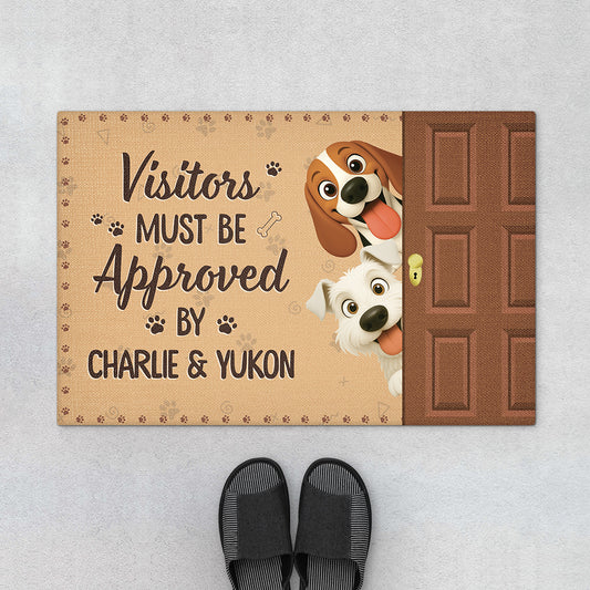 5983DUS1 personalized dog doormat visitors must be approved by the dog 5983DTTCC_156087d9 9a4f 4792 b3f2 360ef196a2c8