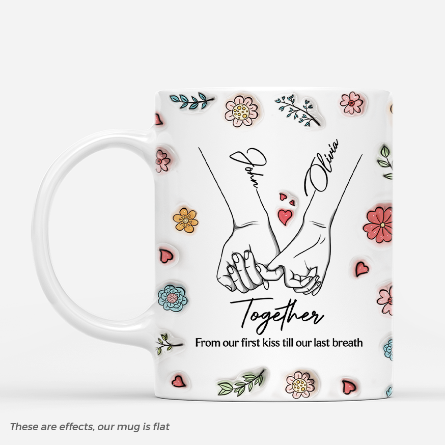 6011MUS1 3d printing effect personalized couple mugs from our first kiss to our last breath_ 6011MTT5G
