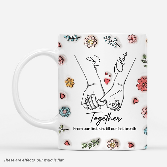 6011MUS1 3d printing effect personalized couple mugs from our first kiss to our last breath_ 6011MTT5G