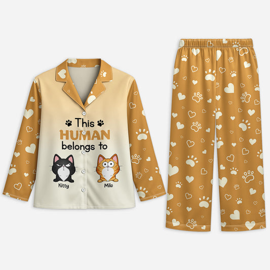 6015VUS1 this human belongs to pajamas customized gifts for cat lovers 6015V3XCD