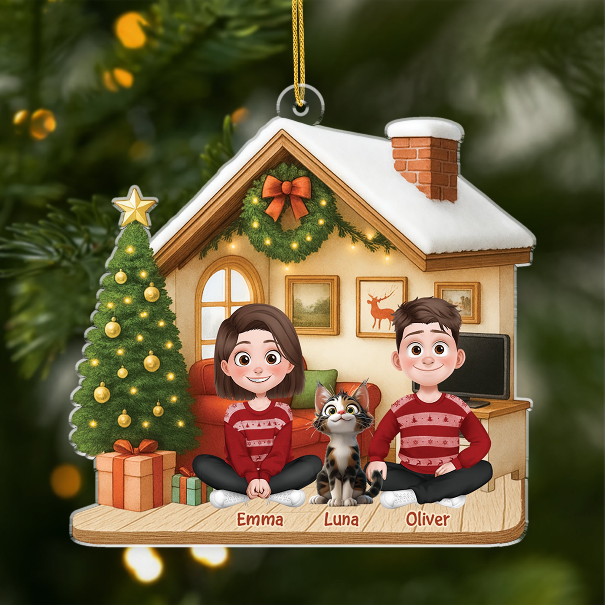 6032OUK1 couple with cat ornament personalized acrylic xmas ornaments 6032OTZZD