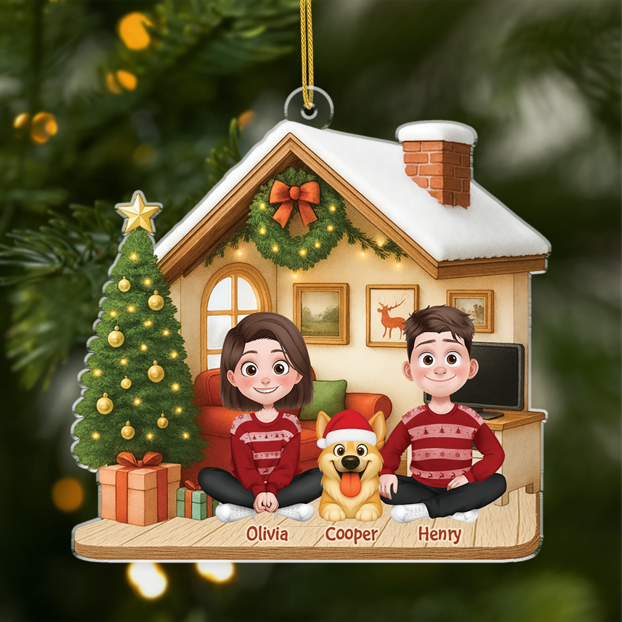 6032OUK1 couple with dog ornament custom acrylic christmas ornaments 6032OTZZC