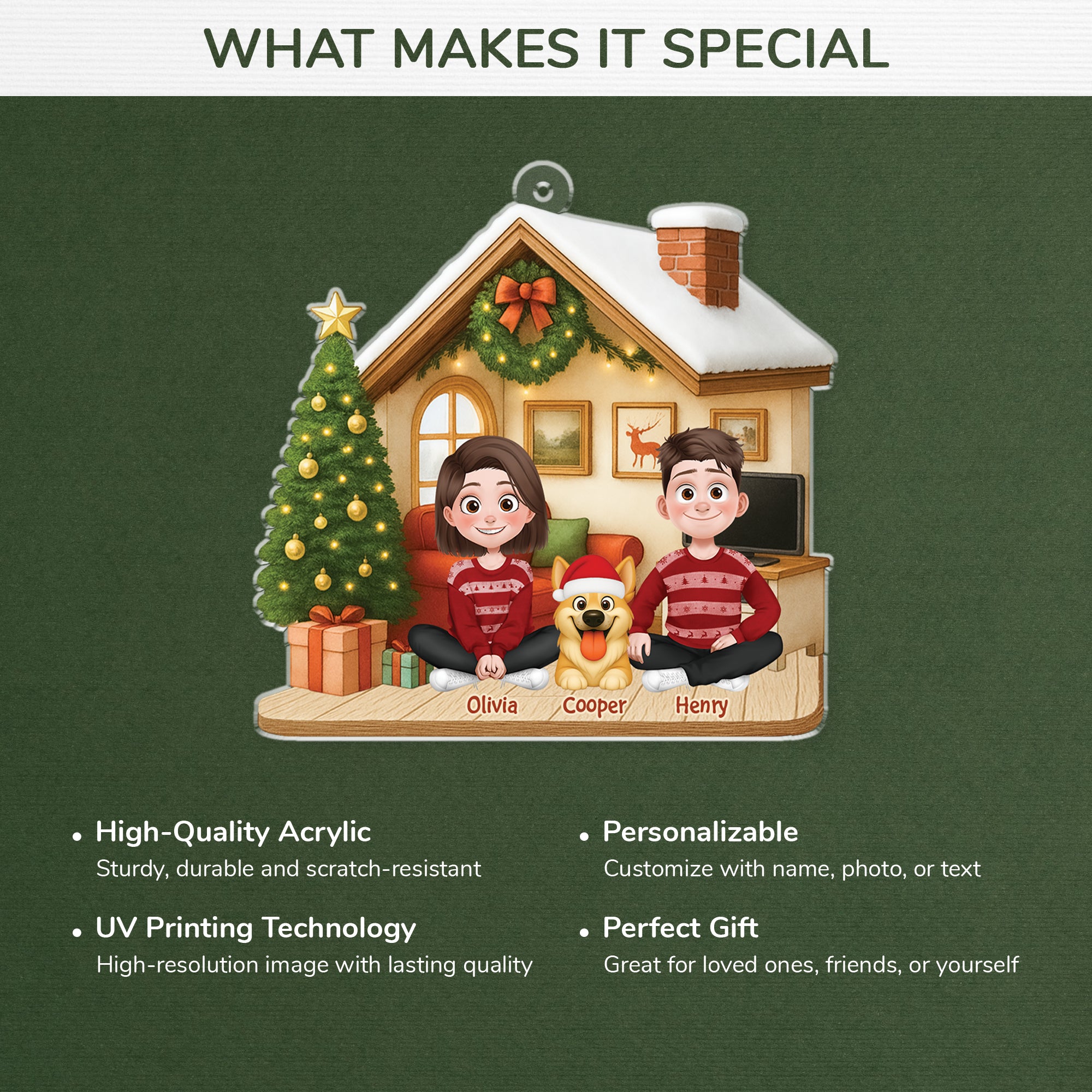 6032OUK4 couple with dog ornament custom acrylic christmas ornaments 6032OTZZC