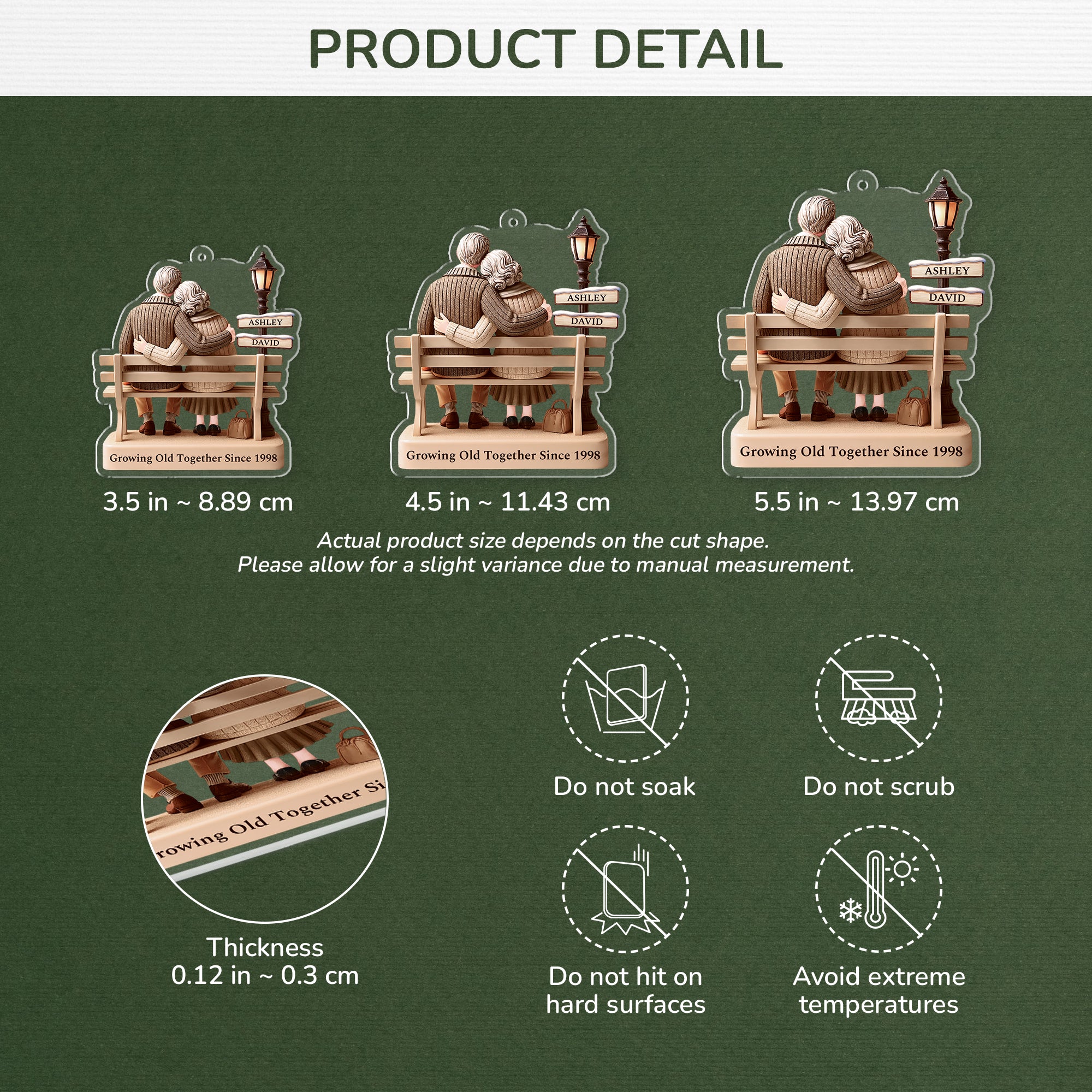 6035OUS3 custom couple gifts acrylic growing old together since ornament 6035OTLNG