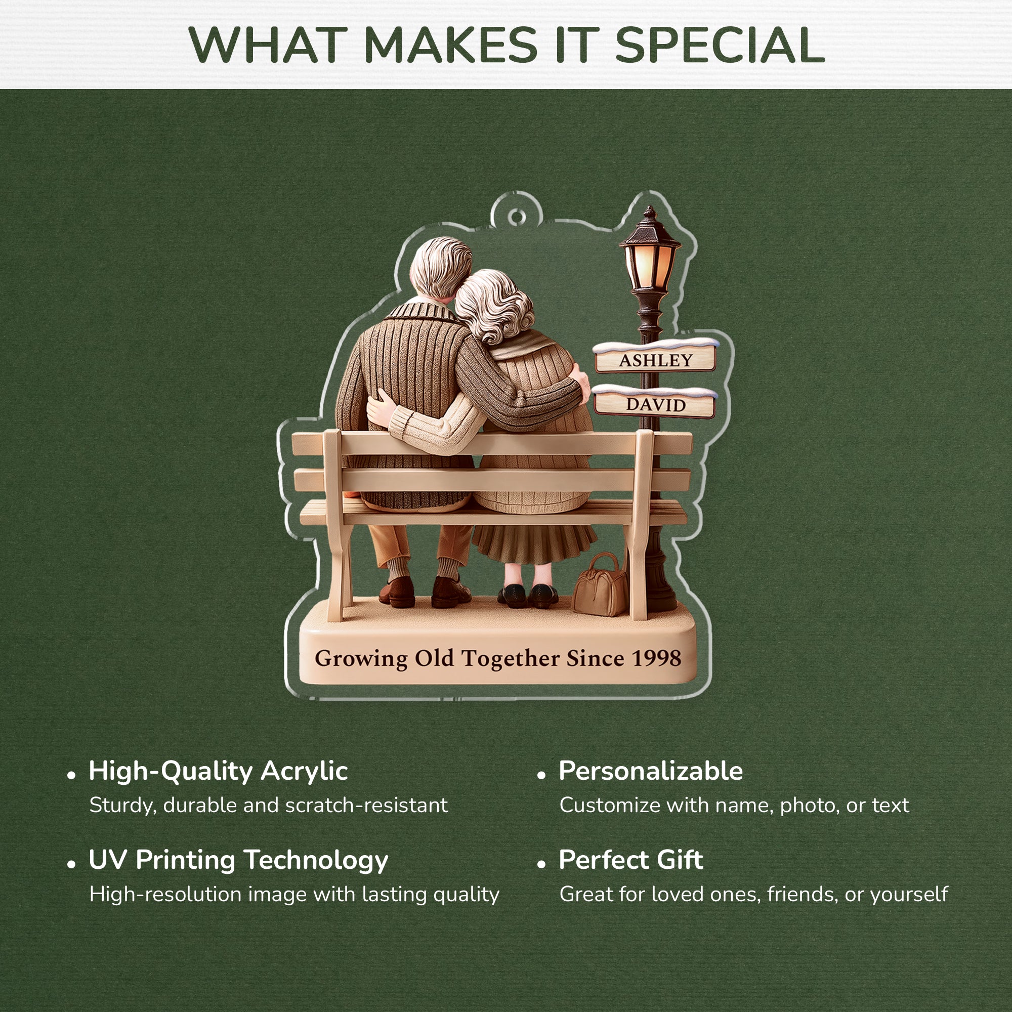 6035OUS4 custom couple gifts acrylic growing old together since ornament 6035OTLNG