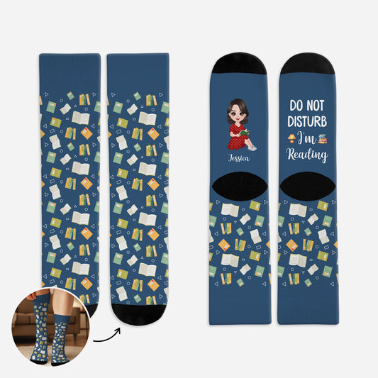 6037JUS1 do not disturb im reading socks custom bookish gifts for her_ 6037J8MTA