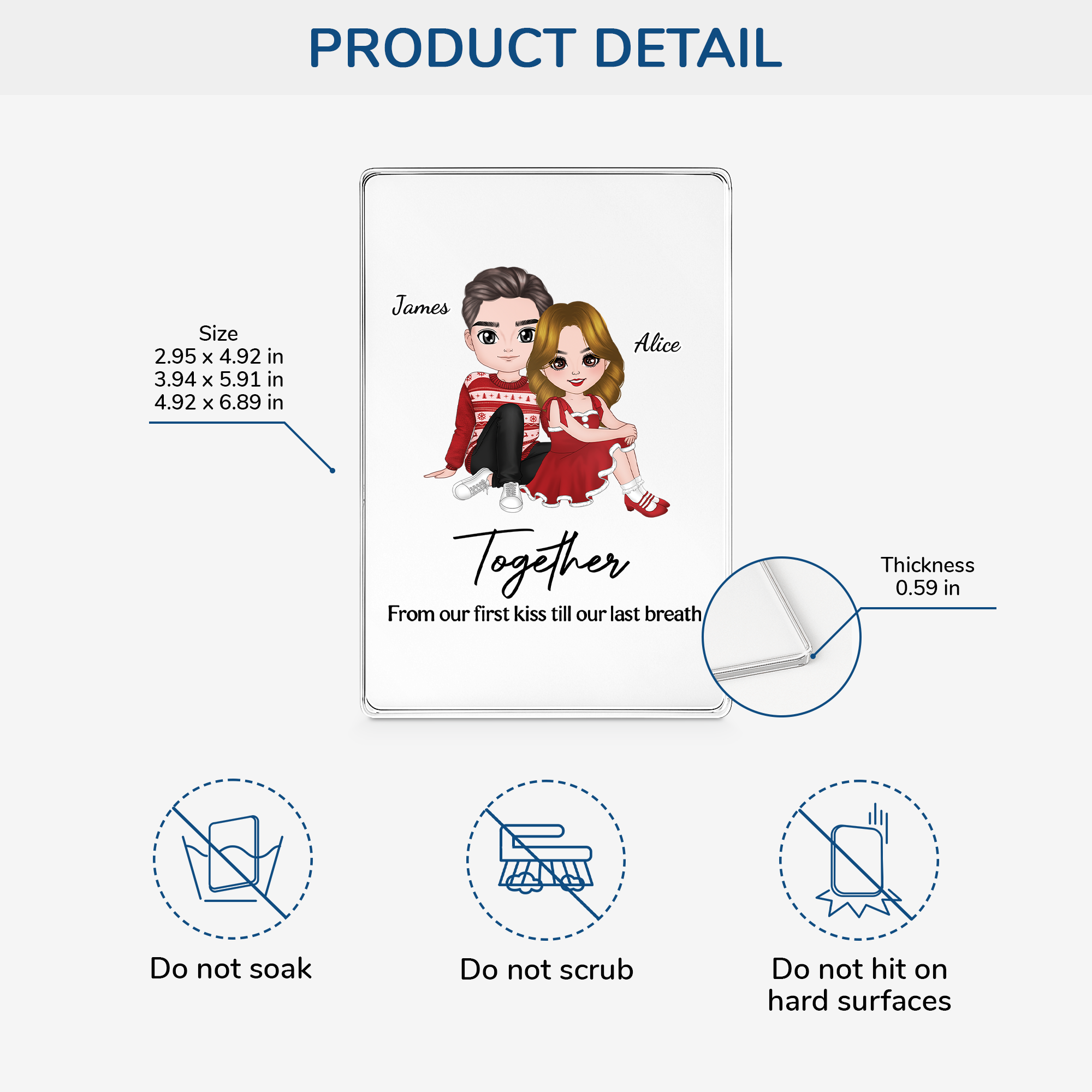 6038RUK3 together rectangle acrylic plaque personalized gifts for couples 6038RTZ5G_2