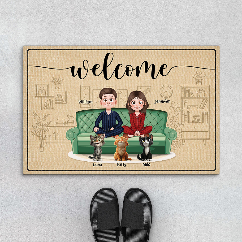 6039DUS1 cat welcome doormats personalized gifts for couples with cats 6039D6HND