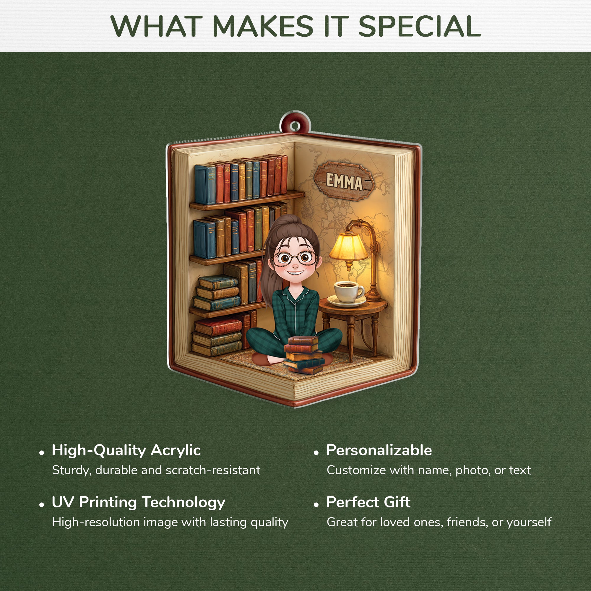 6043OUK4 custom acrylic book lover ornament book reader gifts for her him 6043O6LAA_10c39a1d f7c0 44f2 98c1 52039ade582c