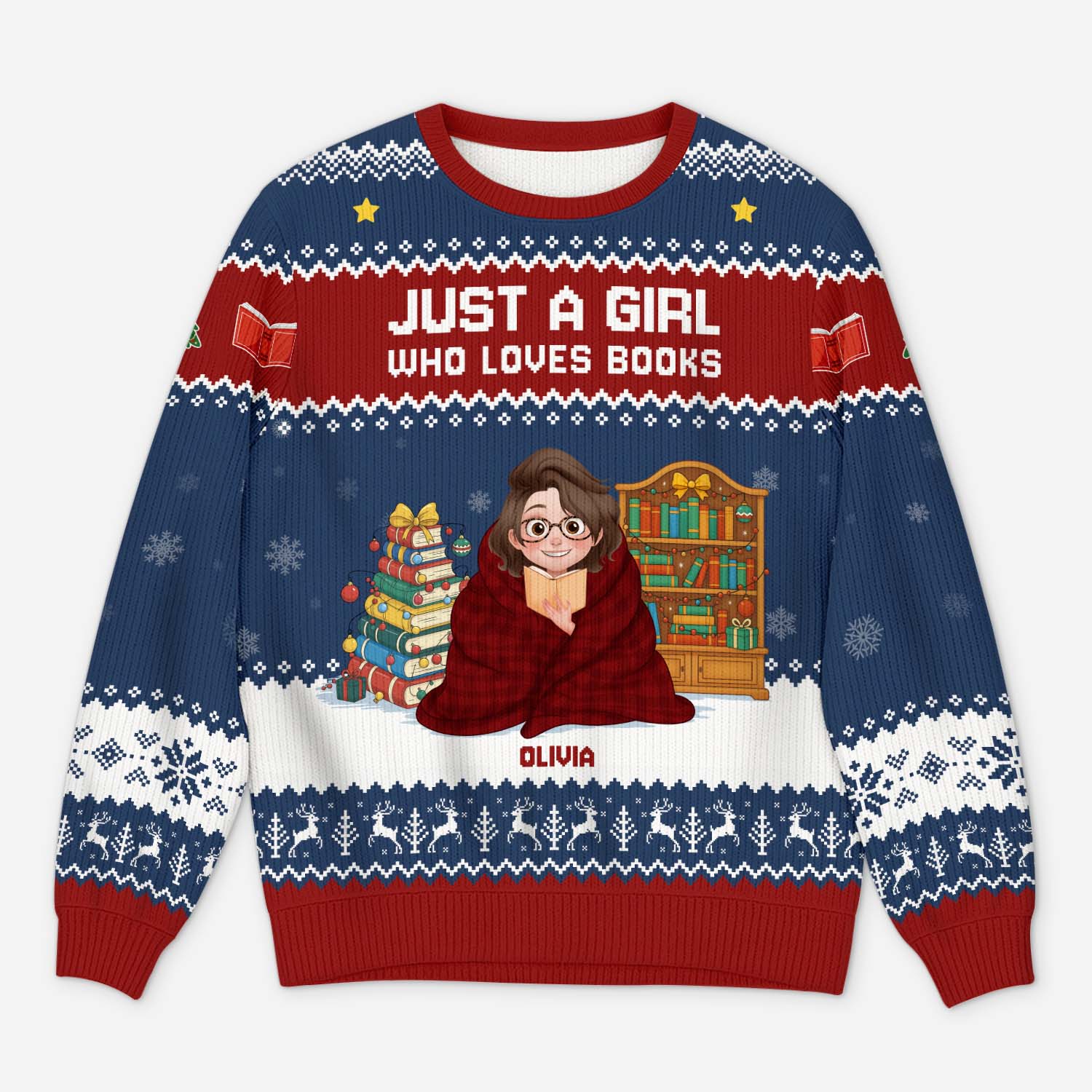 6044WUS1 personalized ugly christmas sweater book lover gifts for her him 6044W6QNA