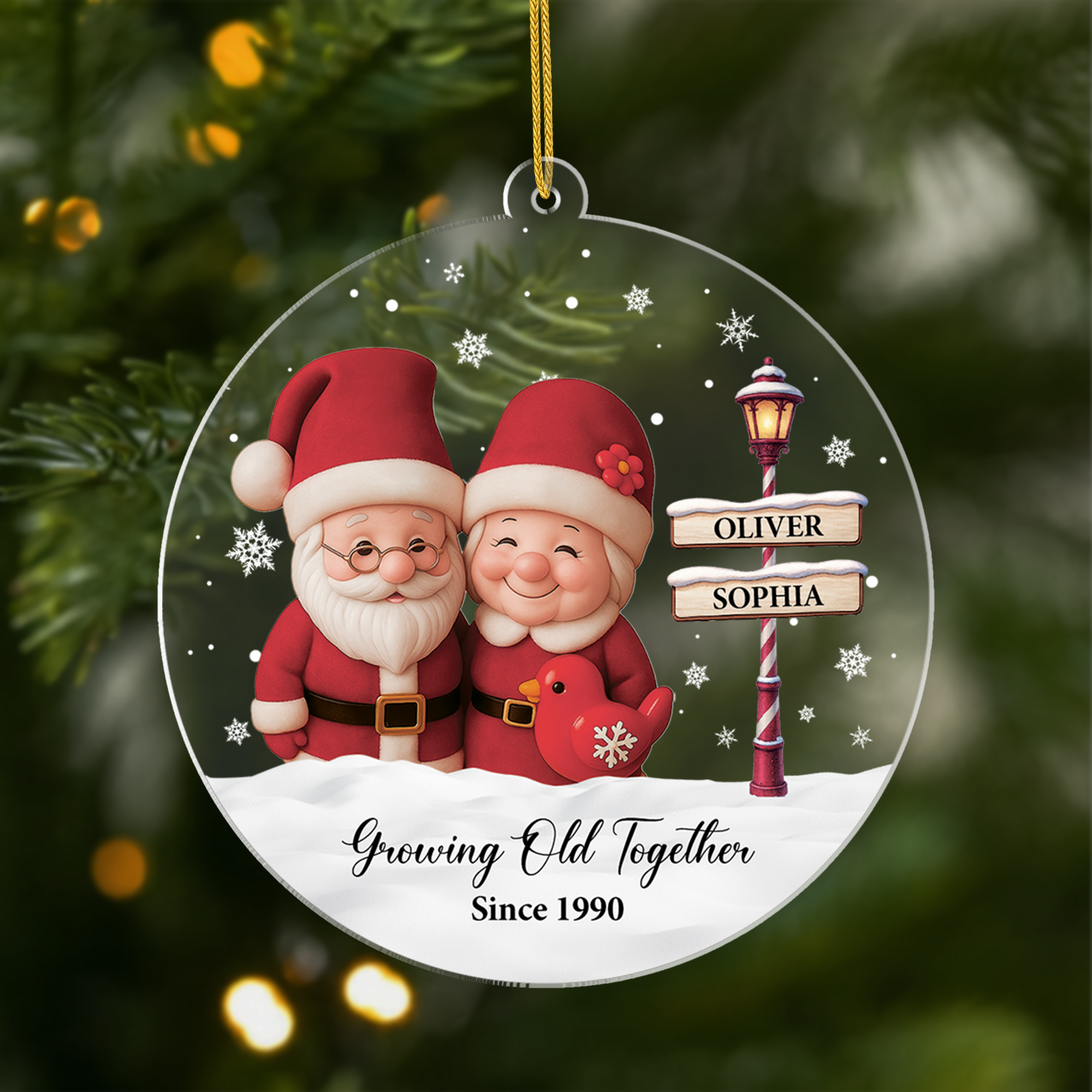 6070OUS1 santa christmas ornaments acrylic personalized gifts for couples 6070OKT5G