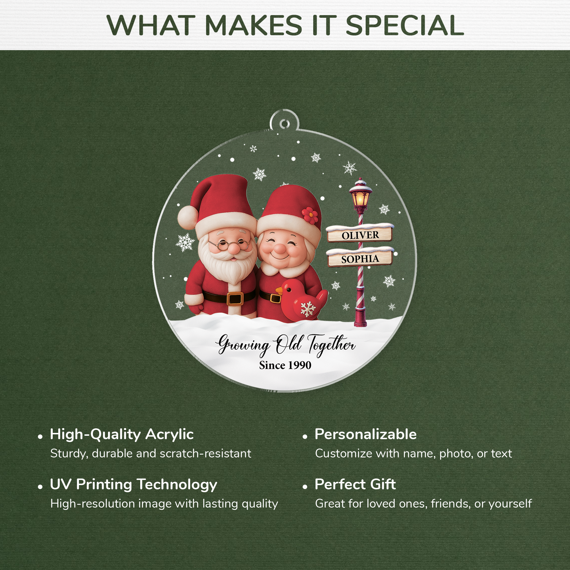 6070OUS4 santa christmas ornaments acrylic personalized gifts for couples 6070OKT5G