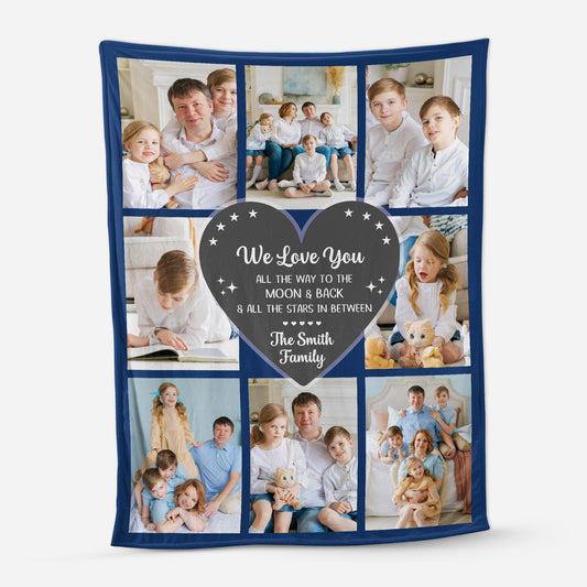6073BUS1 _personalized family photo blanket love you all the way to the moon and back 6073B6PMI