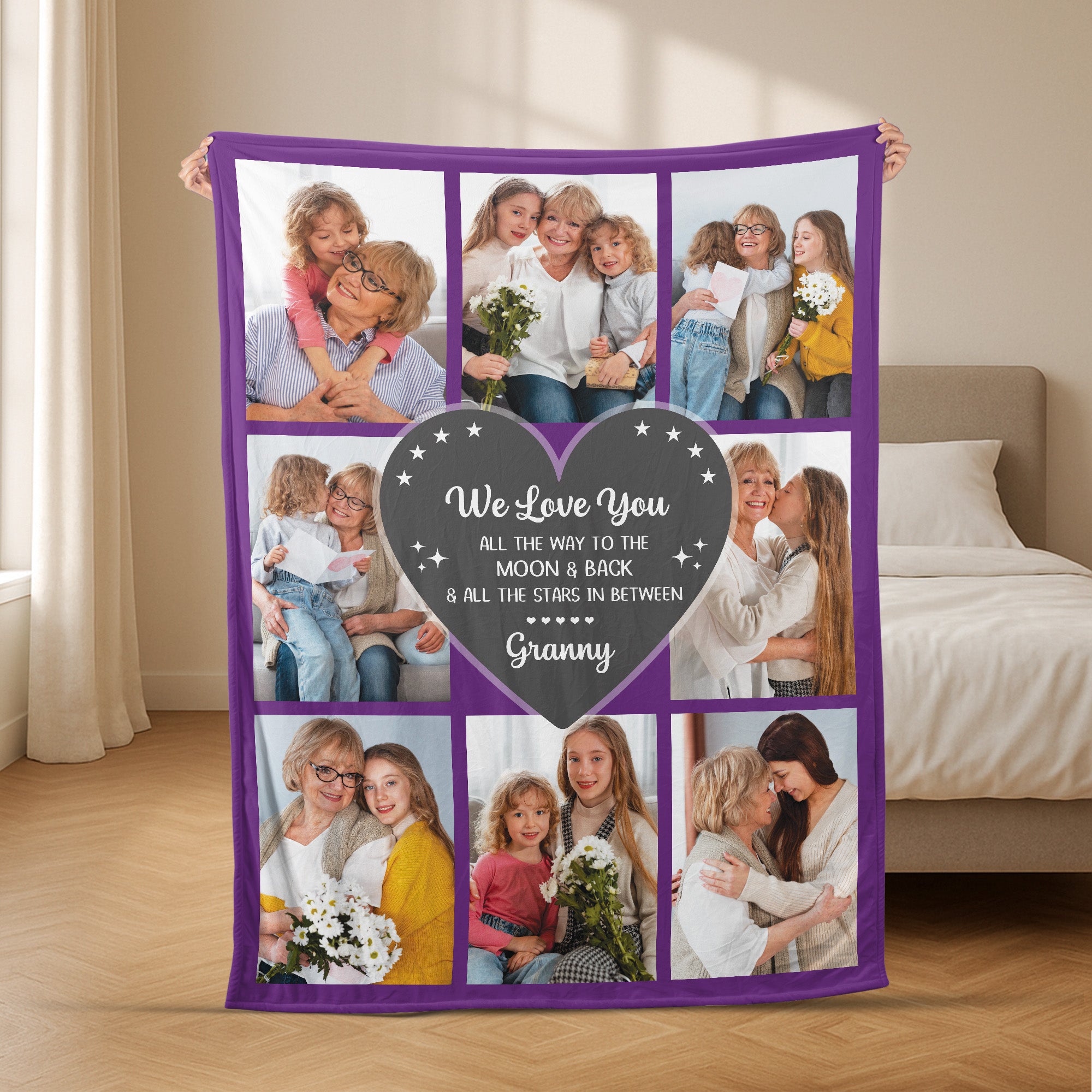6073BUS2 _personalized family photo blanket love you all the way to the moon and back 6073B6PMI