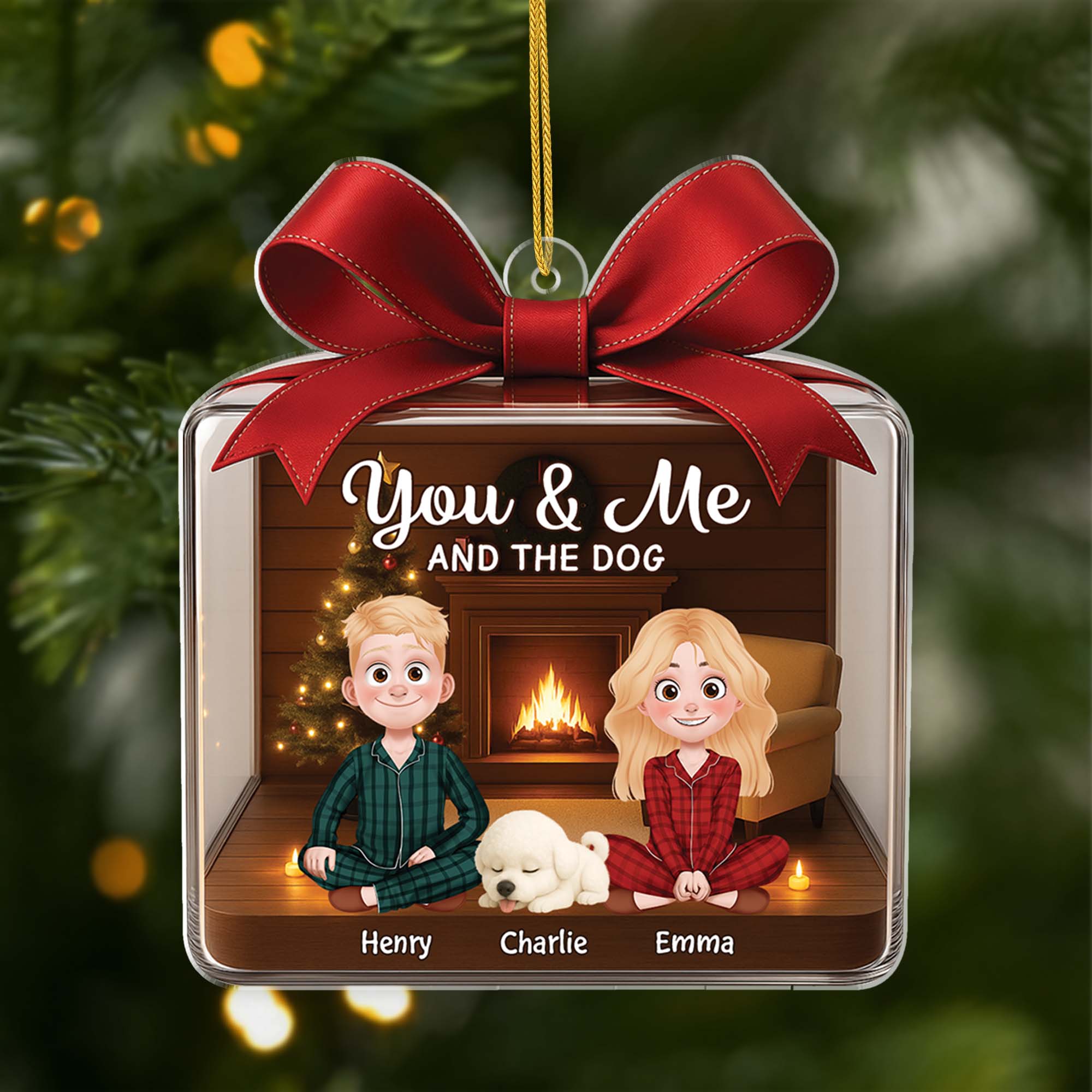 6075OUS1 personalized acrylic christmas ornaments you me and the dogs 6075O6MTC