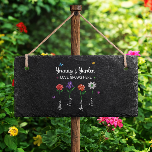 6082AUK2 personalised slate garden sign for grandmamum on mothers day 6082ae6h5a
