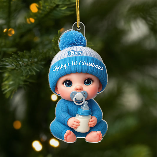 6097OUS1 3d printing effect personalized acrylic babys 1st christmas ornament for newborns 6097O8QZK