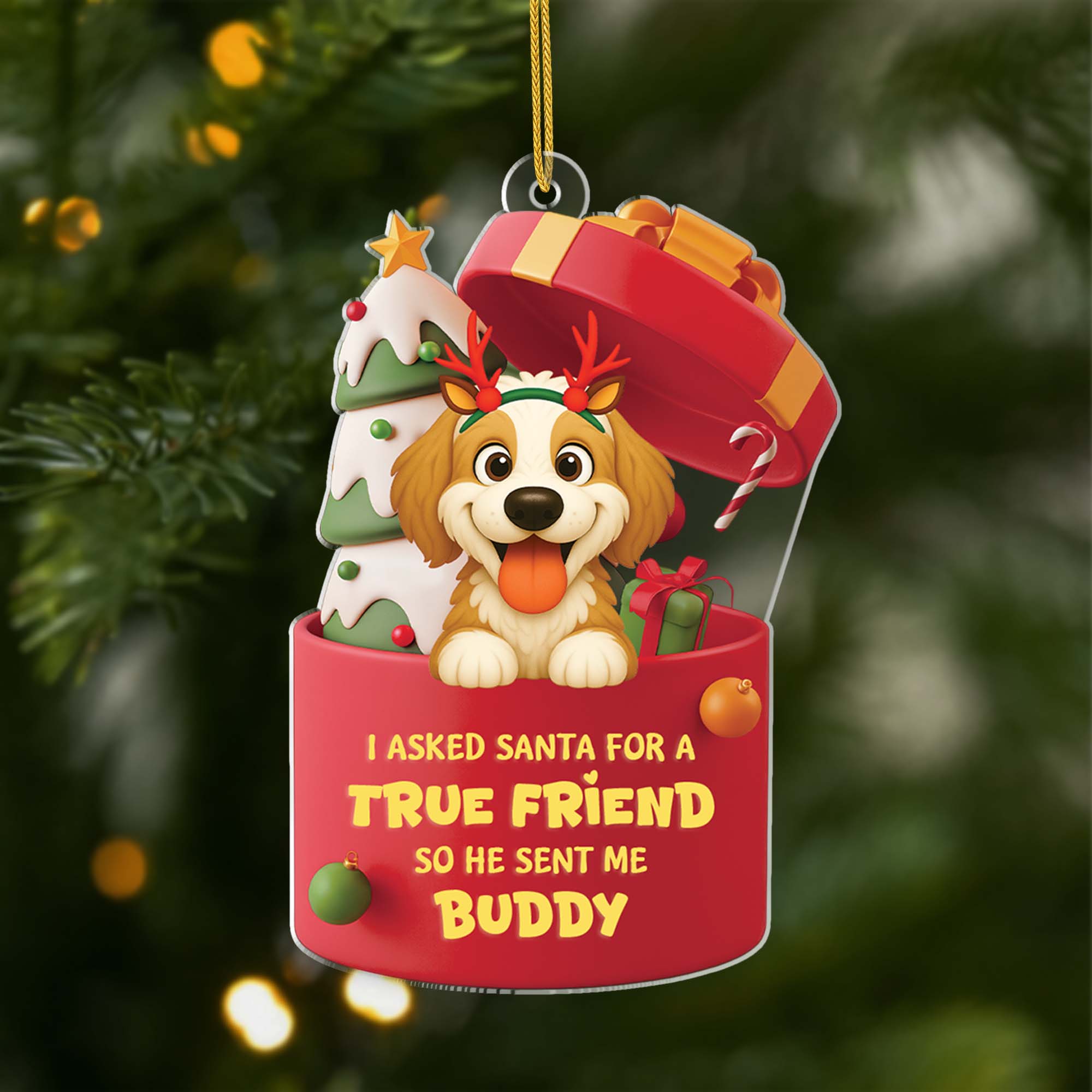 6098OUS1 3d printing effect personalized dog christmas ornaments acrylic  6098OKLAC