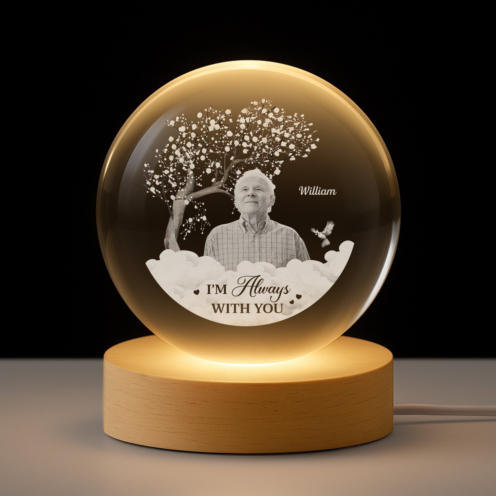 6116LUS1 photo crystal ball lamp personalized memorial gifts for loss of dad 6116L8LAB