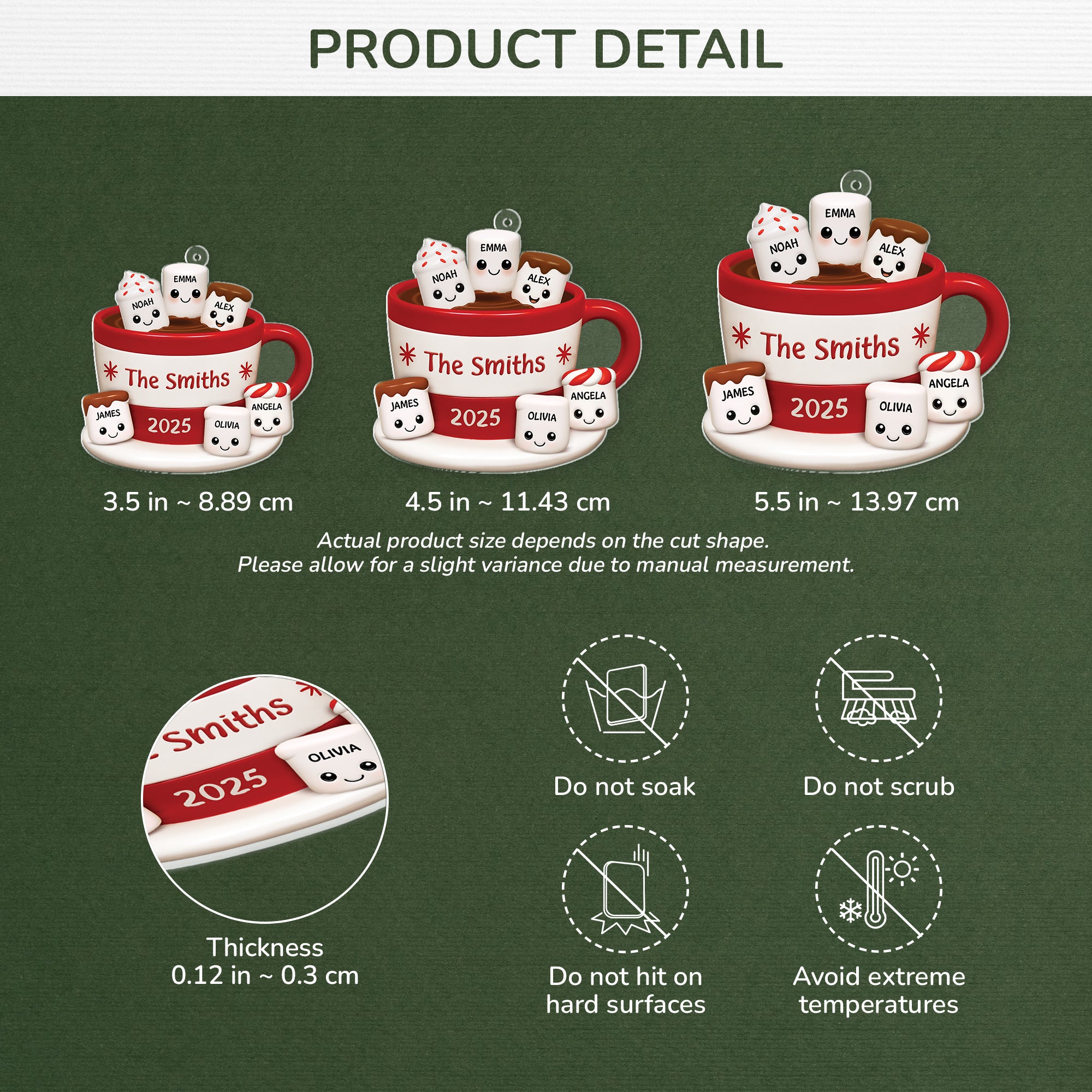 6134OUS3 mashmallow family acrylic ornament personalized christmas gift 6134OTTNI