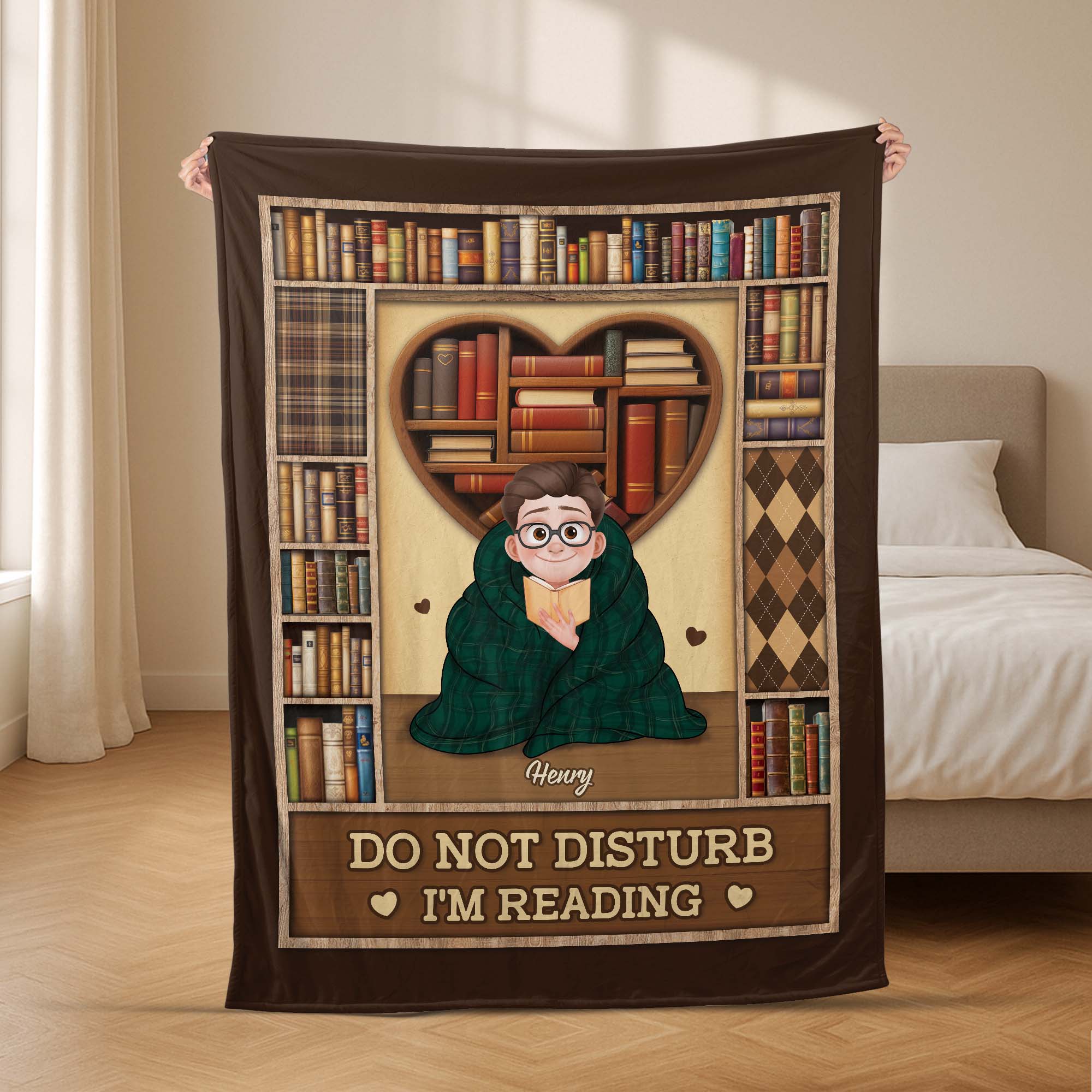 6149BUS2 book lovers blanket_ personalized book gifts for him her 6149BKMAA
