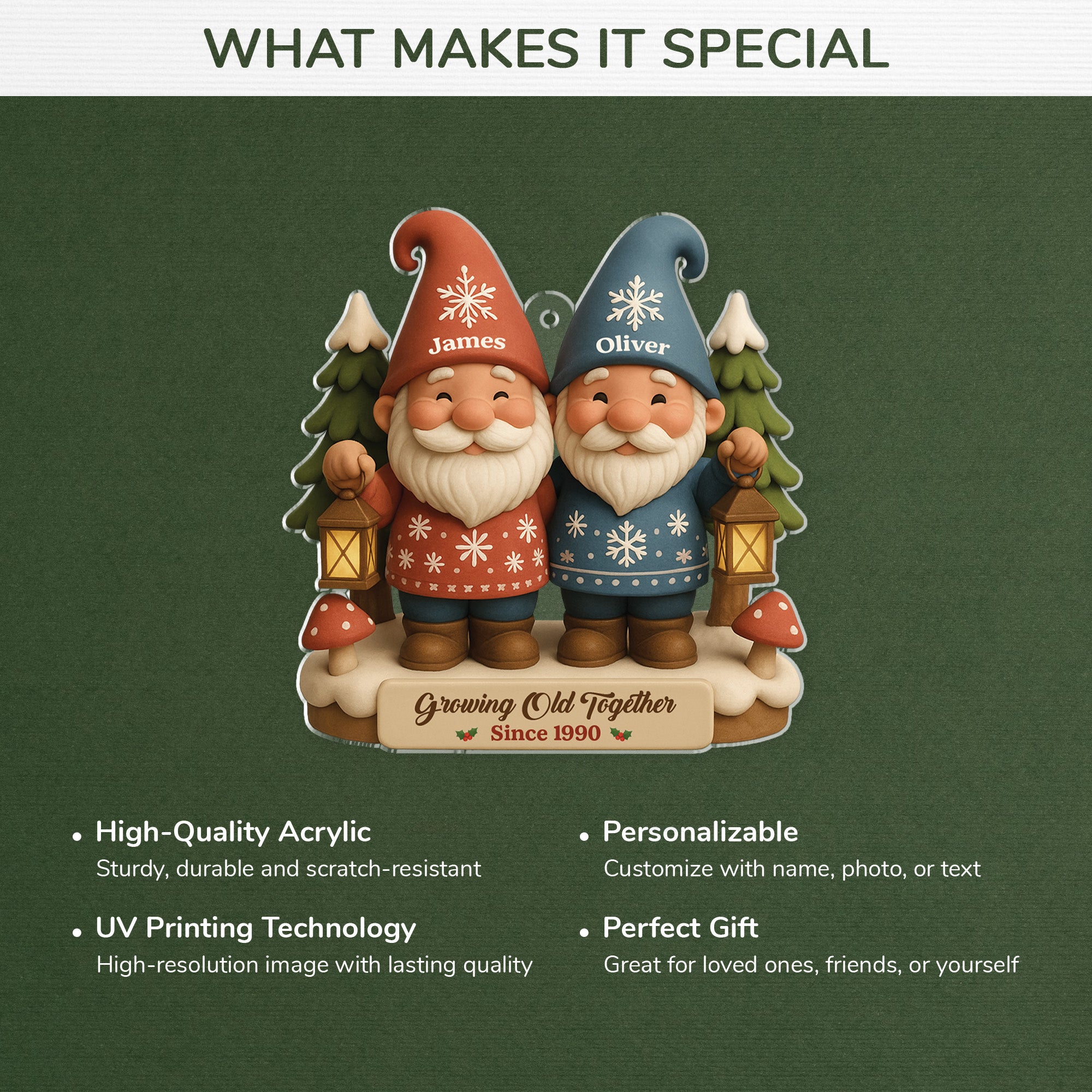 6151OUS4 3d printing effect custom acrylic christmas ornaments gifts for gay couples 6151OKTMG