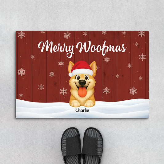 6155DUS1 personalized christmas doormat_ xmas gifts for dog lovers 6155DTTNC