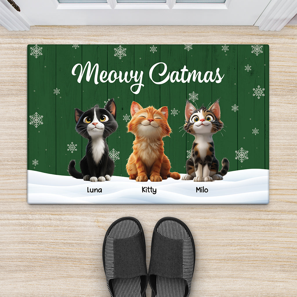 6155DUS2 personalized christmas doormat_ xmas gifts for cat lovers 6155DTTND