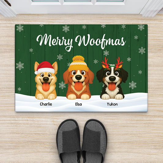 6155DUS2 personalized christmas doormat_ xmas gifts for dog lovers 6155DTTNC
