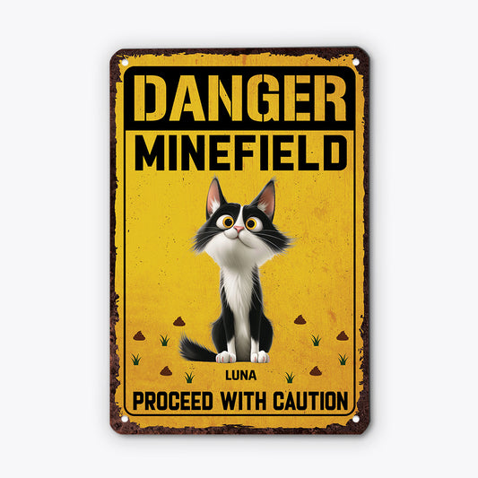 6157EUS1 funny metal danger minefield sign_ custom gifts for cat lovers 6157E8KZD