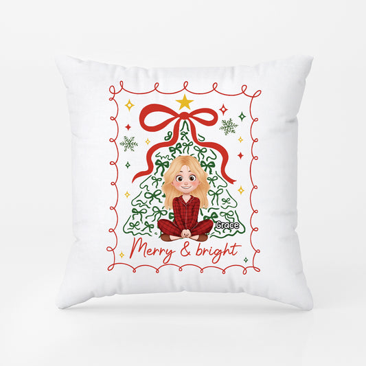 6164PUS1 merry and bright pillow personalized christmas gifts for him her 6164PKP5A
