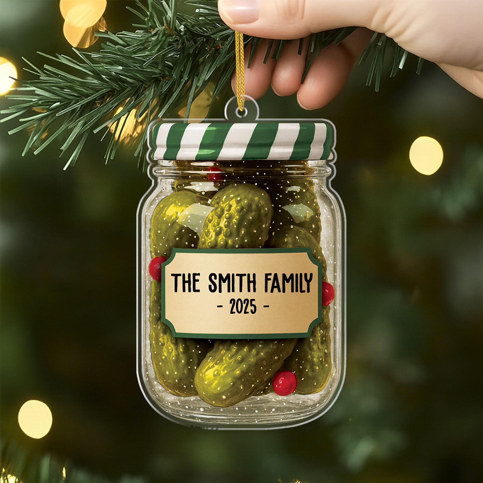 6181OUS2 3d printing effect acrylic pickle jar ornament custom family christmas gifts 6181OKHQI