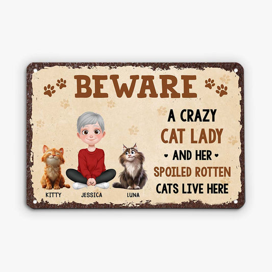 6182EUS1 funny crazy dog lady gifts_ personalized metal cat signs 6182E3HAD