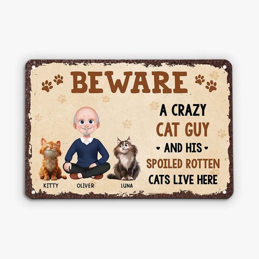 6182EUS2 funny crazy dog lady gifts_ personalized metal cat signs 6182E3HAD