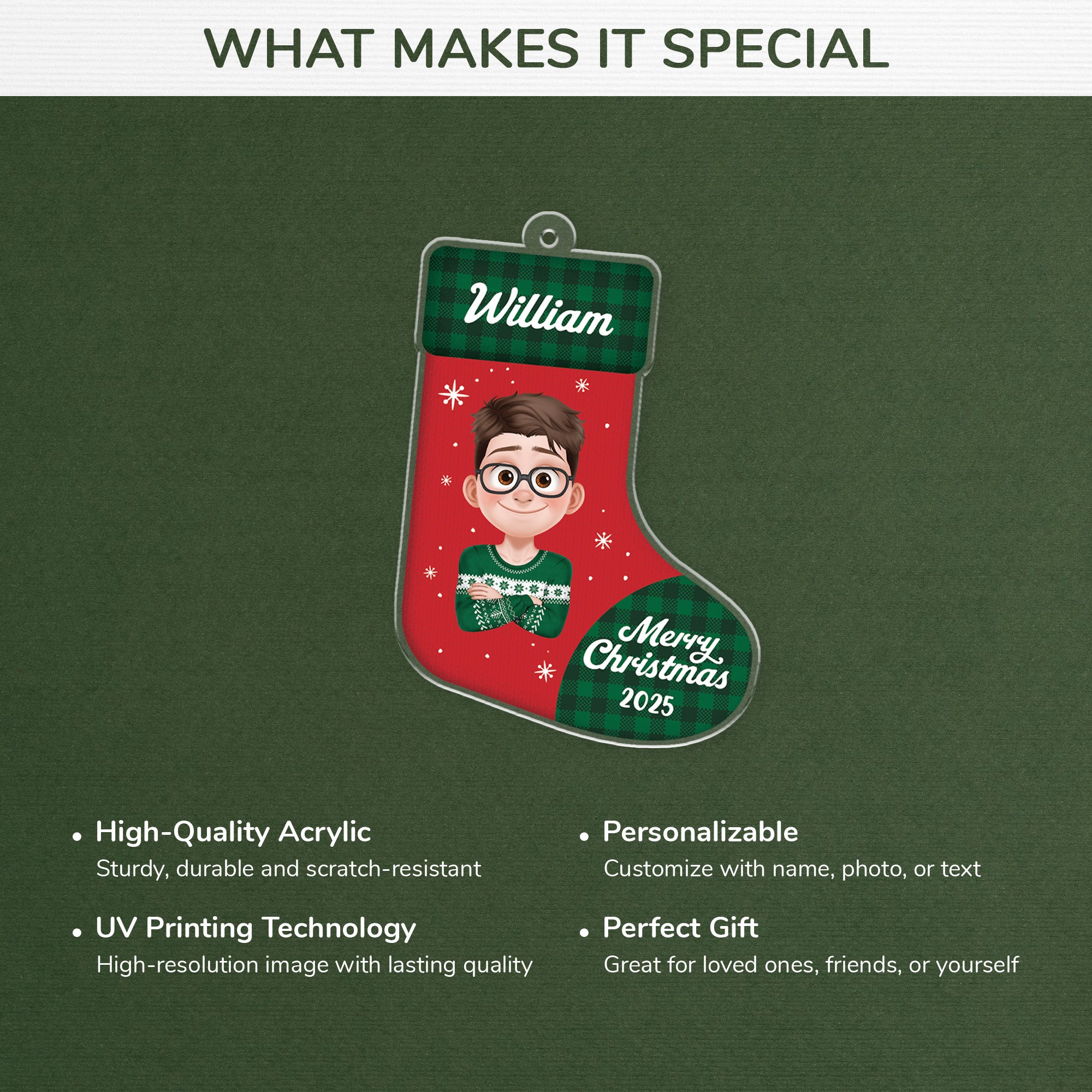 6202OUS4 acrylic christmas stocking ornaments custom gifts for him her 6202OKTQB