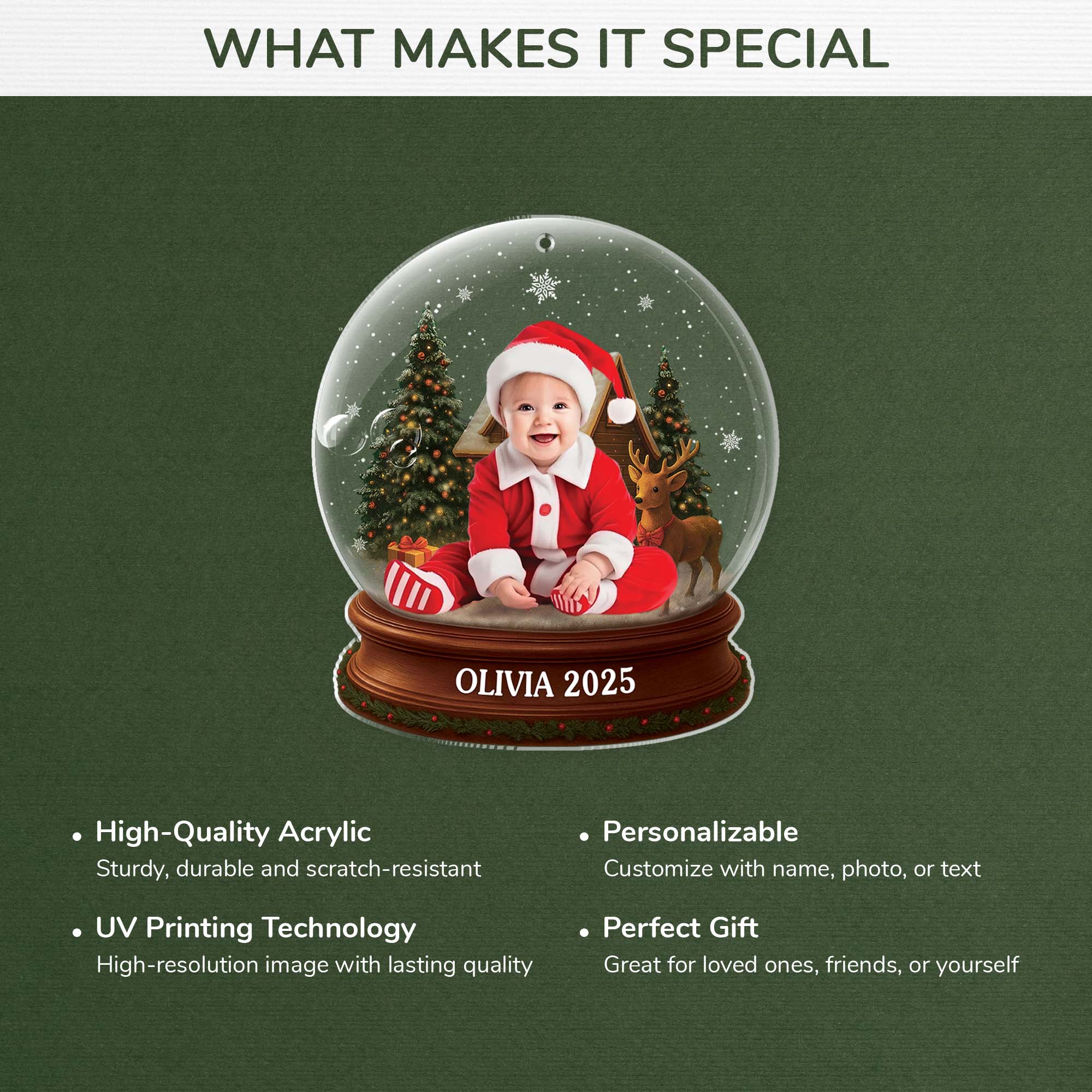 6212OUS4 acrylic snow globe ornament with photo custom christmas gifts 6212OTHTK